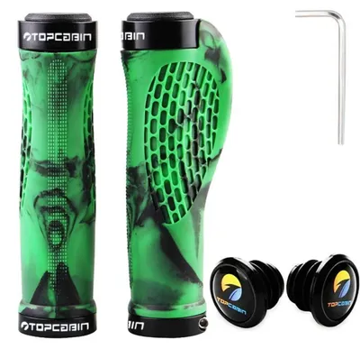 Productafbeelding van Fiets handvatten, rubber, ergonomisch, groen, 1 paar, voor sturen met een diameter van 22-23 mm