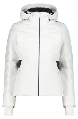 Productafbeelding van CMP dames ski-jas van 4-weg stretch met capuchon, kleur wit, maat 38