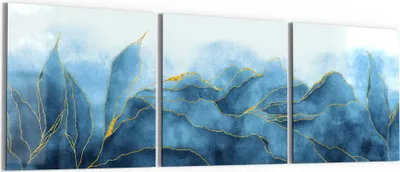 Produktbild von DEQORI Glasbild Echtglas 3x50x50 cm 'Blauer Wasserfarbverlauf' Wandbilder XXL groß