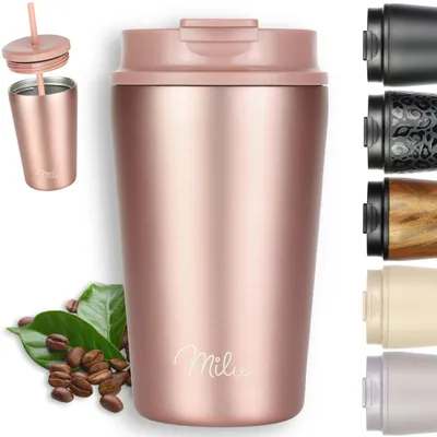 Produktbild von Thermosbecher 400ml mit Strohhalm und Isolierung