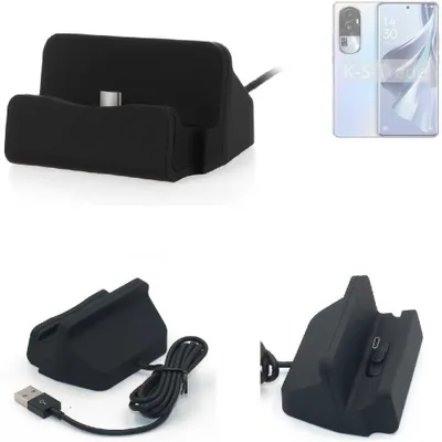 Produktbild von K-S-Trade Docking-Station kompatibel mit Oppo Reno10 Pro Global Ladestation Dock Ladegerät Docking Station Tischständer Ständer inkl. USB Typ C