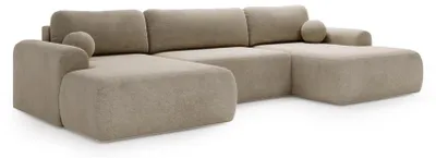 Produktbild von Beiges U-Ecksofa AURORA 344x177 cm Ausziehbar – Schlaffunktion 298x134 cm, DL-Mechanismus