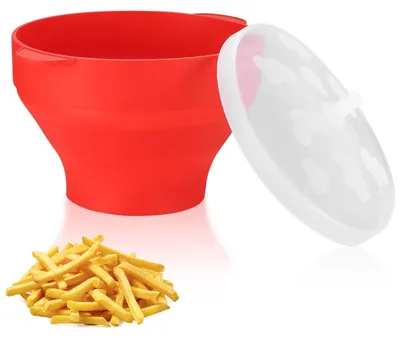 Produktbild von TRANKIELO® - Popcornmaschine mit Magnetrontechnologie - Zusammenklappbarer Silikonbehälter mit Deckel - BPA-frei, ohne Öl, multifunktional