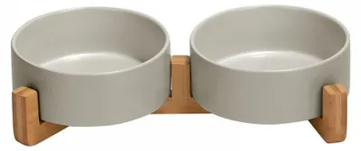 Obrázek produktu pro Keramická miska pro psy a kočky s dřevěným stojanem