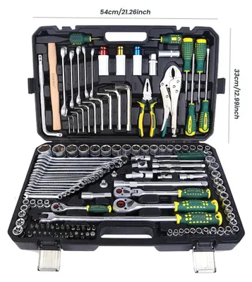 Produktbild von Kfz-Werkzeug - 144-teiliges Steckschlüsselsatz - Ratschen-Set - Mechaniker Werkzeugkoffer - Für Auto Reparatur