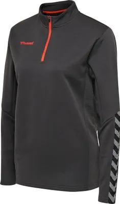 Productafbeelding van Hummel Authentic sweater met halve rits, damesmodel, kleur: EVERGREEN, maat: XL