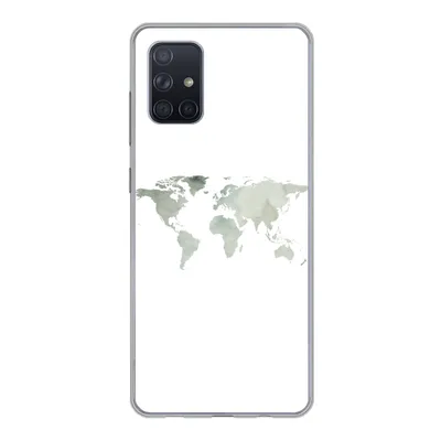 Produktbild von MuchoWow® Handyhülle Schutzhülle Hülle für Samsung Galaxy A51 5G Weltkarte - Grün - Grau Silikon Softcase Handy Hülle - Abbildung
