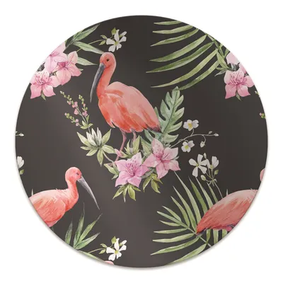 Produktbild von Rundmatte - Stuhlunterlage Bürostuhlunterlage - Rund Ø 100 cm - Bodenmatte - Fußmatte - Schwarzer Flamingo.