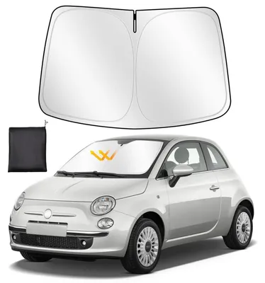 Obrázek produktu pro Sluneční clona na čelní sklo, vyrobená na míru pro modely VW Fiat 500 (2014-2020), skládací, zesílená, s reflexní vrstvou a ochranou proti UV záření
