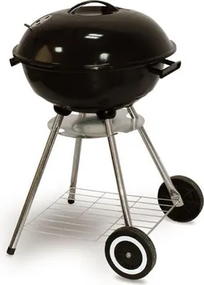 Zdjęcie produktu dla Grill ogrodowy, węglowy, Comfort, przenośny z pokrywą i kółkami, średnica grilla 43 cm