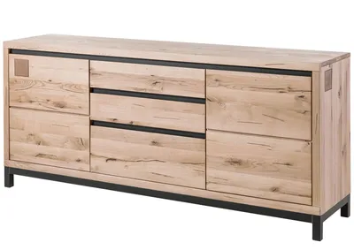 Image de MASSIVMOEBEL24 | Buffet 190x45 Chêne sauvage huilé Bianco VILLANDERS #251