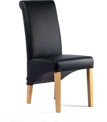 Produktbild von SIX® Lederstuhl Felice | Leder Schwarz - Eiche - Lederstühle Stühle Stuhl Federkern