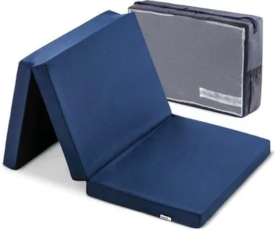 Productafbeelding van Comfortabele slaapmat 120 x 60 cm, 6 cm dik - marineblauw - ademend en wasbaar, met draagtas - Co slaapmat