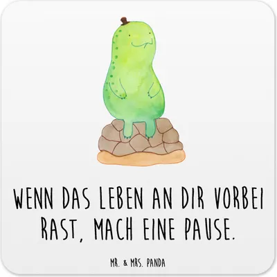 Produktbild von Mr. & Mrs. Panda Untersetzer für Gläser Schildkröte Pause 10er Set - Weiß - Geschenk, Entspannen, Glas-Untersetzer, Achtsamkeit, Coaster, Tassen, Tassenuntersetzer