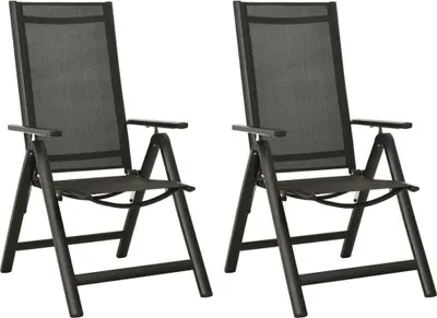 Image de Chaises pliables de jardin lot de 2 Textilène et aluminium Noir