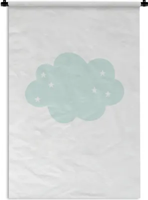 Produktbild von MuchoWow® Wandteppich Wandbehang Wolke - Sterne - Pastell - Kinder - Baby 60x90 cm Tapisserie Dekoration Wandtuch - Foto-Teppich - Abwaschbar