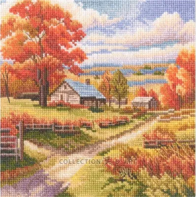 Produktbild von RTO Kreuzstich Stickpackung "Farbe der Sonne, Dorf", Zählmuster, 15,5x15,5cm