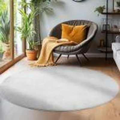 Produktbild von Moderner flauschiger Kurzflor Teppich einfarbig, rutschfest, waschbar & soft - perfekter Komfort für Zuhause, Größe: 200 cm Rund, Farbe: Silber