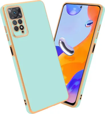 Produktbild von Cadorabo Schutzhülle für Xiaomi RedMi NOTE 11 PRO 4G / 5G in Glossy Mint Grün - Gold Hülle flexibles TPU Silikon Cover Kameraschutz