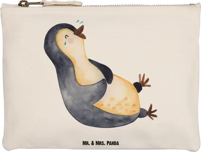 Produktbild von Mr. & Mrs. Panda kosmetiktäschchen Pinguin Lachen Grösse XL Große - Weiß - Geschenk, Fröhlich, Kosmetiktasche, Federtasche, Kulturtasche, Funny, Beauty Bag, Haha, Etui