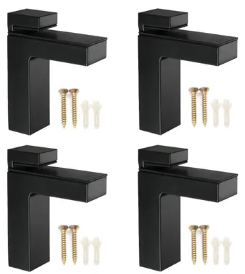 Image de Elzusha - Supports muraux réglables pour étagères en bois et en verre (noirs, lot de 4)