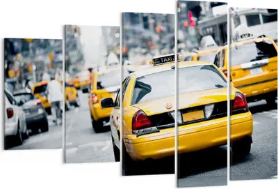 Produktbild von Bild auf Leinwand - Leinwandbild - Taxi Straße New York - 150x100cm - Wand Bild - Wanddeko - Leinwanddruck - Bilder - Kunstdruck - Wanddekoration - Leinwand bilder - Wandkunst - EG150x100-2663