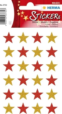 Produktbild von HERMA 3732, Folie, Glanz, Gold, Rot, Sternenmuster, Permanent, Junge/Mädchen