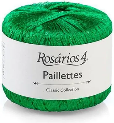 Produktbild von Rosarios 4 Paillettes Glanzgarn mit Pailletten, Fingering, Intensiv Grün, 25g, 100% Polyester