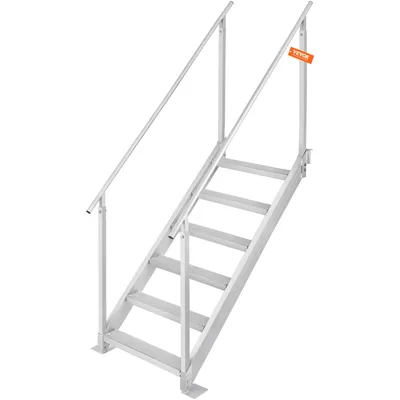 Produktbild von VEVOR 6-stopniowa drabinka kąpielowa z dwoma poręczami Drabinka do łodzi 800x1850x2092mm Drabinka basenowa ze stopu aluminium Drabinka schodowa 250kg udźwig 10cm pedały Idealna do portów Baseny jachtowe