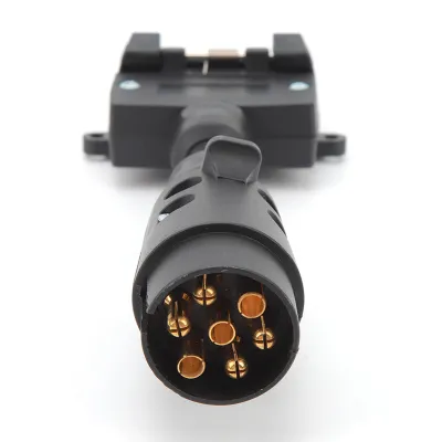 Zdjęcie produktu dla Adapter przyczepy, 7-pinowa okrągła wtyczka męska do 7-pinowego płaskiego gniazda żeńskiego, adapter wtyczki 7 na 7-pinowe złącze przyczepy, złącze okablowania przyczepy, 7-pinowa okrągła męska wtyczka przyczepy, 7-pinowe płaskie żeńskie gniazdo przyczepy