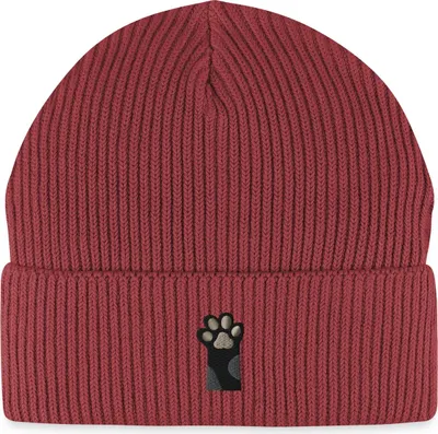 Produktbild von Spreadshirt Tatze Katzen Hunde Pfote Bärentatze Stickerei Fisherman Beanie Bio Mütze, One size, Erdrot
