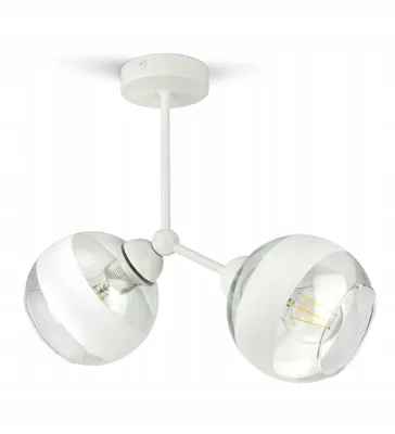 Zdjęcie produktu dla Lampa Wisząca Sufitowa Żyrandol Biała Szklane Kule White Belt D2 LED E27