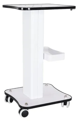 Image de Salon de beauté : chariot de rangement - chariot pour salon - 3 niveaux - avec roulettes - support pour appareils - étagère de 38x34 cm - capacité de charge de 15 kg - blanc
