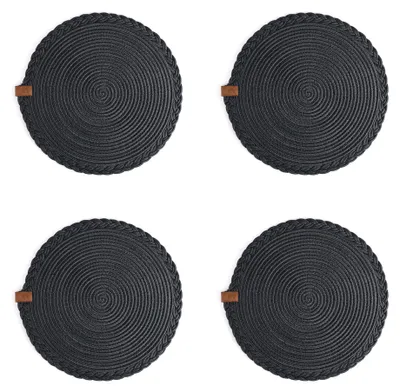 Produktbild von Solidchoice – Set mit 4 schwarzen Untersetzern – 32 cm, gewebte Baumwolle, waschbar und hitzebeständig