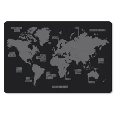 Produktbild von MuchoWow® Schreibtischunterlage Schlichte, einfache Weltkarte - schwarz und weiß 60x40 cm - XXL Mauspad - Großes Mauspad