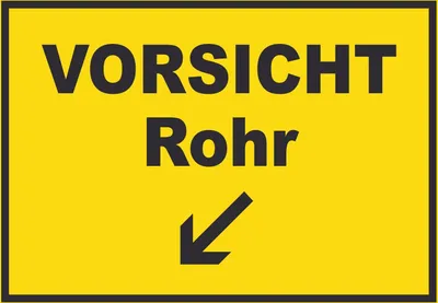Produktbild von Vorsicht Rohr mit Richtungspfeil links unten Schild A3 (297x420mm)