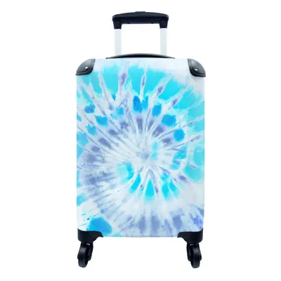 Produktbild von MuchoWow® Koffer Handgepäck Trolley Rollkoffer Kleine Reisekoffer mit 4 Rollen - Krawattenfärbung - Farbe - Blau - Cabin Size < 55x40x23 cm & 55x40x20 cm - Fotokoffer - Kabinenkoffer - Boardgepäck - Reise-Box - Reisekoffer - Reisegepäck - Koffer mit Bild - Trolley für Kinder