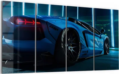 Produktbild von DEQORI Glasbild Echtglas 4x30x60 cm 'Lamborghini Aventador' Wandbilder XXL groß