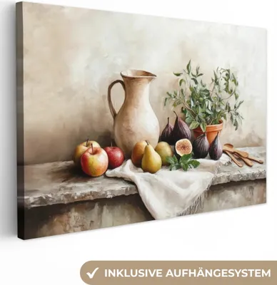 Produktbild von Wanddeko 90x60 cm - Stilleben - Kräuter, Leinwand Bilder Wohnzimmer