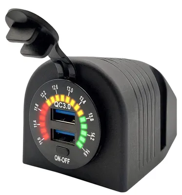 Produktbild von ProRide 12V USB-Steckdose 2 Anschlüsse QC3.0 mit Schalter & Voltmeter - Set