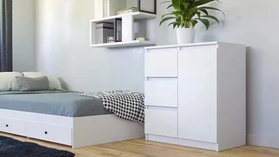Produktbild von Famanu Kommode mit 1 Tür und 3 Schubladen - Weiß
