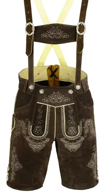 Produktbild von Lederhose Herren Authentische Trachtenhose aus Premium Braun Wildleder - 60