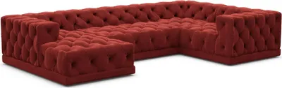 Produktbild von Samtstoff U-Form XL Wohnlandschaft Meliva Rot Links