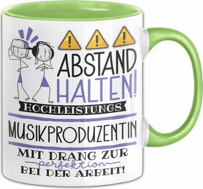 Produktbild von Musikproduzentin Tasse Geschenk Lustig Abstand Halten Hochleistungs-Musikproduzentin Mit Drang Zur Perfektion Bei Der Arbeit (Grün)