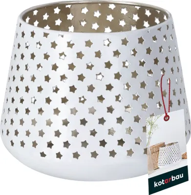 Produktbild von KOTARBAU® Windlicht Sterne Metall Weiß ⌀ 8 cm Höhe 9 cm Stahl durchbrochen Teelichthalter Windlichter Tischdeko Teelichthalter große Teelichter Metall Weihnachtsdeko