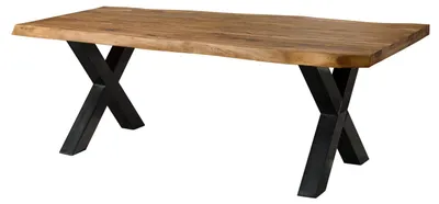 Immagine prodotto di MASSIVMOEBEL24 | FREEFORM 5 tavolo da pranzo in legno di sheesham - verniciato natur / gambe in ferro X antracite lucido 200x100