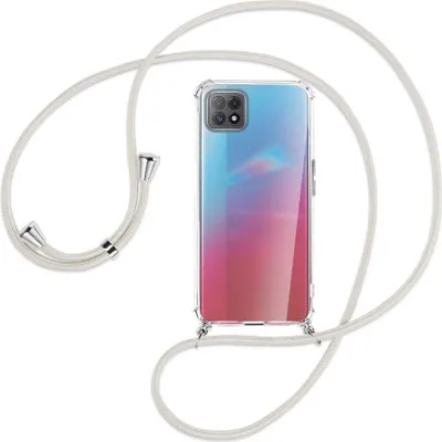 Produktbild von Handykette Backcover-Schutzhülle mit Band (Metall silberfarben) für Oppo A73 5G - broken white