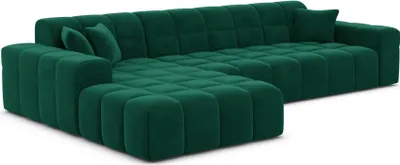 Produktbild von Samtstoff L-Form Sofa Nivara Smaragdgrün Links