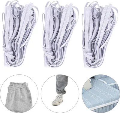 Image de 3 sachets de 0,6 cm 10 m/32,8 pieds de corde élastique plate pour vêtements couture DIY Craft ProjectWhite