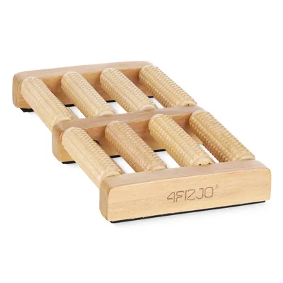 Produktbild von 4FIZJO Doppelter Fußmassage-Roller aus Naturholz, Massagegerät für Füße, Reflexzonen